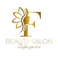 Gold F Letter Initial Beauty Brand Logo Design vector