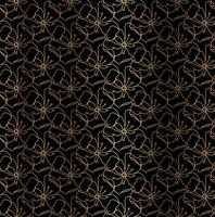 Gold Black Abstract Outline Floral Pattern Background vector