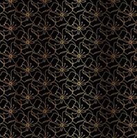 Gold Black Abstract Outline Floral Pattern Background vector