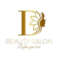 Gold D Letter Initial Beauty Brand Logo Design vector