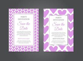 Save the Date Pink Heart Invitation Design vector