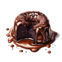 ai generado un decadente chocolate lava pastel, con el fundido centrar rezumando fuera png