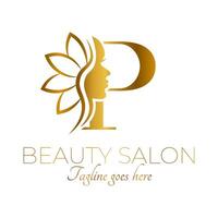 Gold P Letter Initial Beauty Brand Logo Design vector