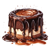 ai generado un decadente chocolate lava pastel, con el fundido centrar rezumando fuera png