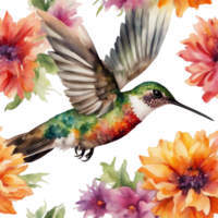 ai généré colibri et fleurs png