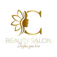 Gold C Letter Initial Beauty Brand Logo Design vector