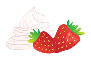 Strawberry with Cream Isolated Vector Illustration