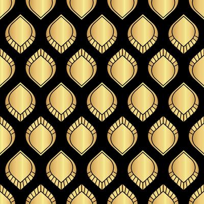 Art Deco Black Gold Pattern with Geometric Shapes