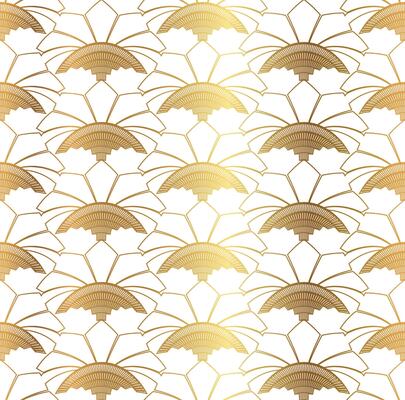 Beautiful Art Deco Gold White Seamless Pattern