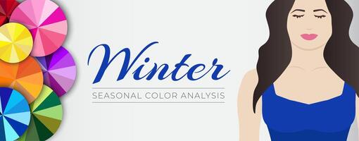 Seasonal Color Analysis Winter Banner Illustration with Color Wheels vector