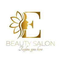 Gold E Letter Initial Beauty Brand Logo Design vector