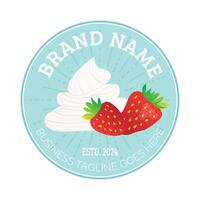 Cream with Strawberry Bakery Logo vector