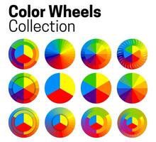 Color Wheels Collection Illustration with Color Theory and Mixing vector