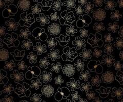 Gold Thin Elegant Floral Pattern vector