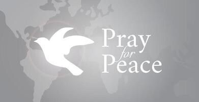 Pray for Peace gray and White Vector Illustration