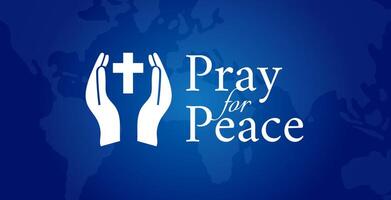 Pray for Peace Christian Vector Illustration with Cross and Hands