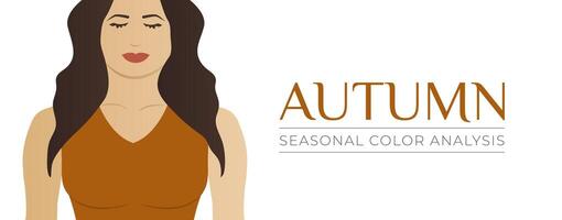 Seasonal Color Analysis Autumn or Fall Banner Background with Woman Illustration vector