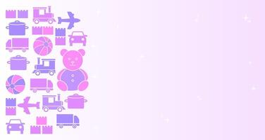 Magical Pink Toy Children Theme Background Illustration in Pastel Pink and Purple Colors vector