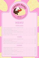 Pink Pancake or Crepe Menu Template for Bakery vector