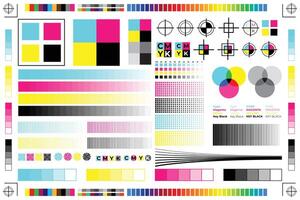 CMYK Print Calibration Illustration with Offset Printing Marks and Color Test vector