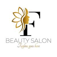 F Letter Initial Beauty Brand Logo Design in Black and Gold vector