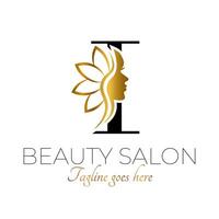 I Letter Initial Beauty Brand Logo Design in Black and Gold vector
