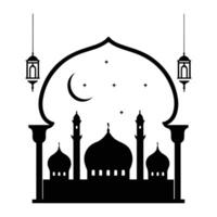 Islamic silhouette mosque at twilight vector