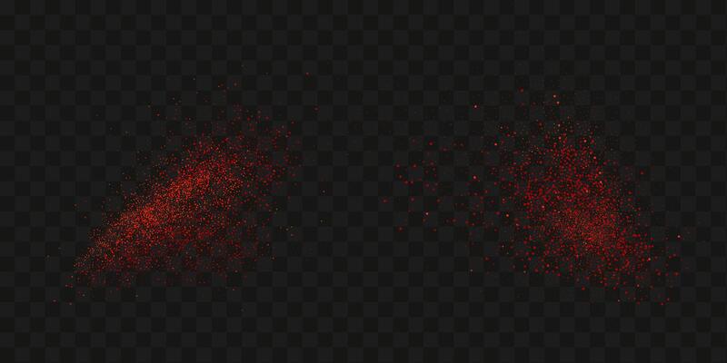 Grainy scatterings of  spicy burst . Splashes of  red pepper powder.Overlay effect chilli or paprika spice splatters. Vector realistic illustration of hot dried spice.
