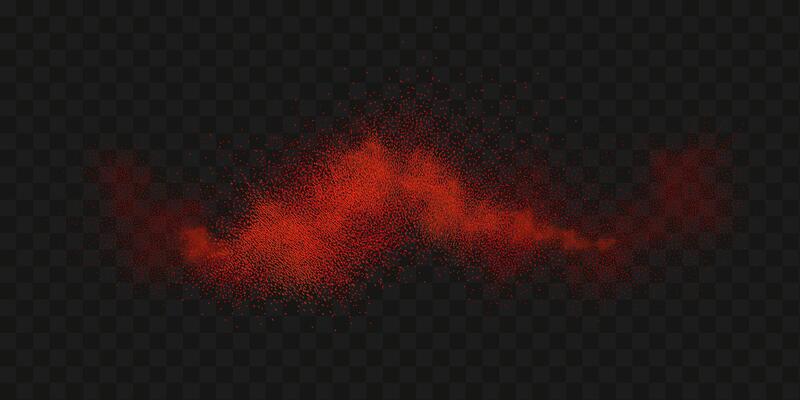 Grainy scatterings of  spicy burst . Splashes of  red pepper powder.Overlay effect chilli or paprika spice splatters. Vector realistic illustration of hot dried spice.