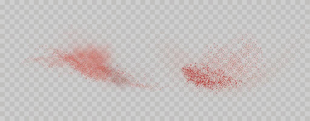 Grainy scatterings of  spicy burst . Splashes of  red pepper powder.Overlay effect chilli or paprika spice splatters. Vector realistic illustration of hot dried spice.