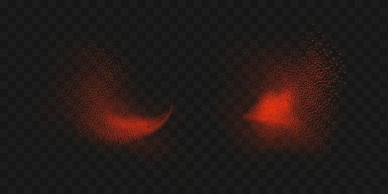 Grainy scatterings of  spicy burst . Splashes of  red pepper powder.Overlay effect chilli or paprika spice splatters. Vector realistic illustration of hot dried spice.