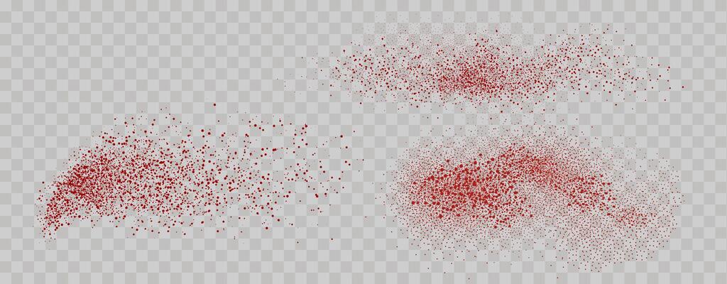 Grainy scatterings of  spicy burst . Splashes of  red pepper powder.Overlay effect chilli or paprika spice splatters. Vector realistic illustration of hot dried spice.