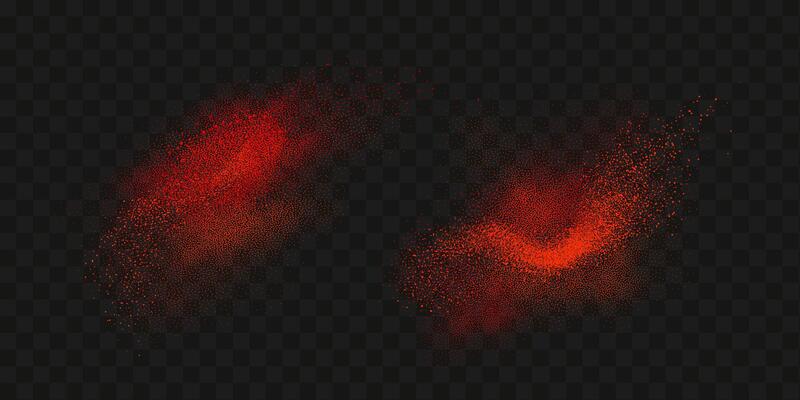 Grainy scatterings of  spicy burst . Splashes of  red pepper powder.Overlay effect chilli or paprika spice splatters. Vector realistic illustration of hot dried spice.