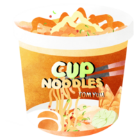 Ready-to-eat Tom Yum Cup Noodles, Watercolor Painting png