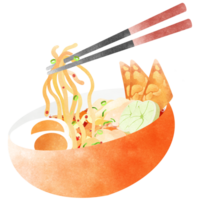 Tom Yum Noodles, watercolor painting png