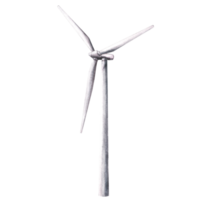 waterverf eco wind turbine, windmolens. hand- getrokken illustratie. voor ecologie thema, alternatief hernieuwbaar energie, milieu bescherming voor afdrukken, sticker logo geïsoleerd clip art achtergrond png