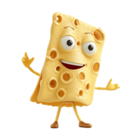 AI generated Animated cheese character with a friendly smile, giving a thumbs up, isolated on a transparent background, ideal for food related advertising and humorous concepts png