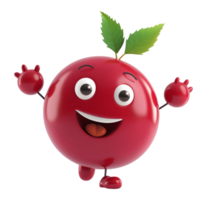 AI generated Cheerful animated red apple character with eyes and smiling face, isolated on a transparent background   perfect for educational content or healthy eating promotion png