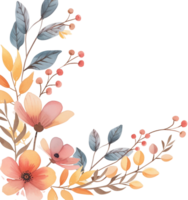 AI generated Warm Toned Flower Watercolor Border with Autumnal Vibes png