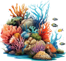 AI generated Diverse Coral Reef Landscape with Marine Flora and Fauna png