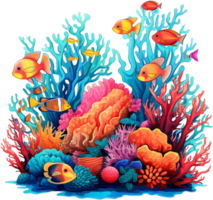 AI generated Underwater Coral Reef Ecosystem with Tropical Fish png