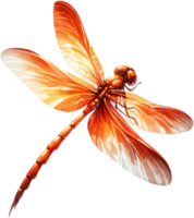 AI generated Orange-Tinted Dragonfly Illustration in Flight with Spread Wings png