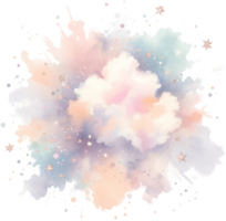 AI generated Pastel Watercolor Nebula Splash with Star Elements Watercolor Clipart Isolated png