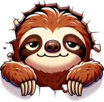 AI generated Relaxed Sloth Hanging on Wall Watercolor Clipart Isolated png