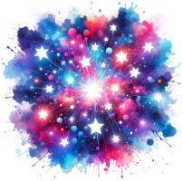 AI generated Vibrant Galaxy Splash with Stars Watercolor Clipart Isolated png