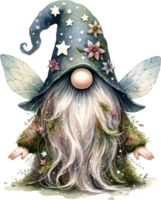 AI generated Star-Cloaked Fairy Gnome with Winged Hat in Pastel Tones png