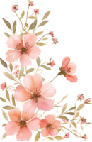 AI generated Delicate Watercolor Corner with Peach Flowers and Greenery png