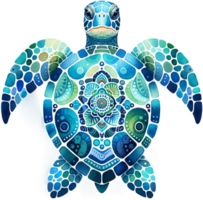 ai generado tribal estampado mar Tortuga acuarela clipart aislado png