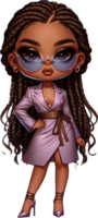 ai generiert Chibi Dame Boss im Lavendel Kleid Aquarell Clip Art isoliert png