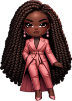 AI generated Chibi Businesswoman in Pink Suit Watercolor Clipart Isolated png